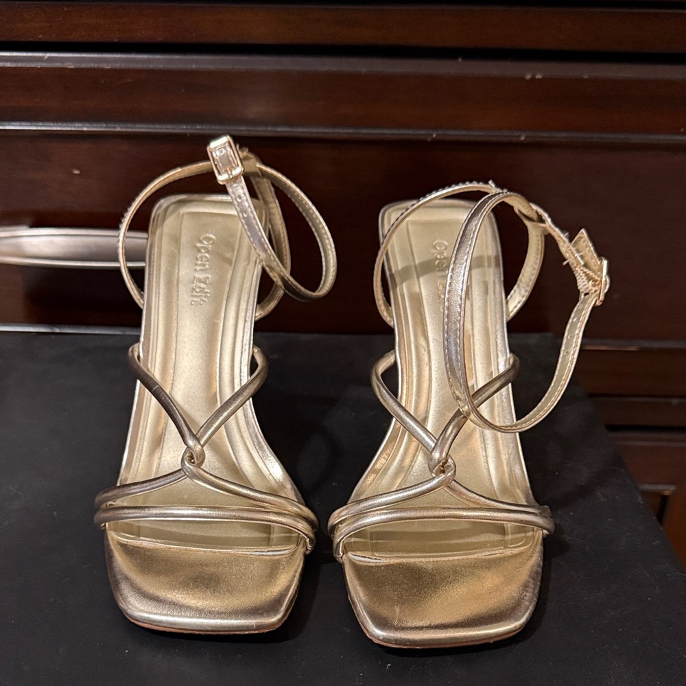 Elegant Gold Strappy Heels